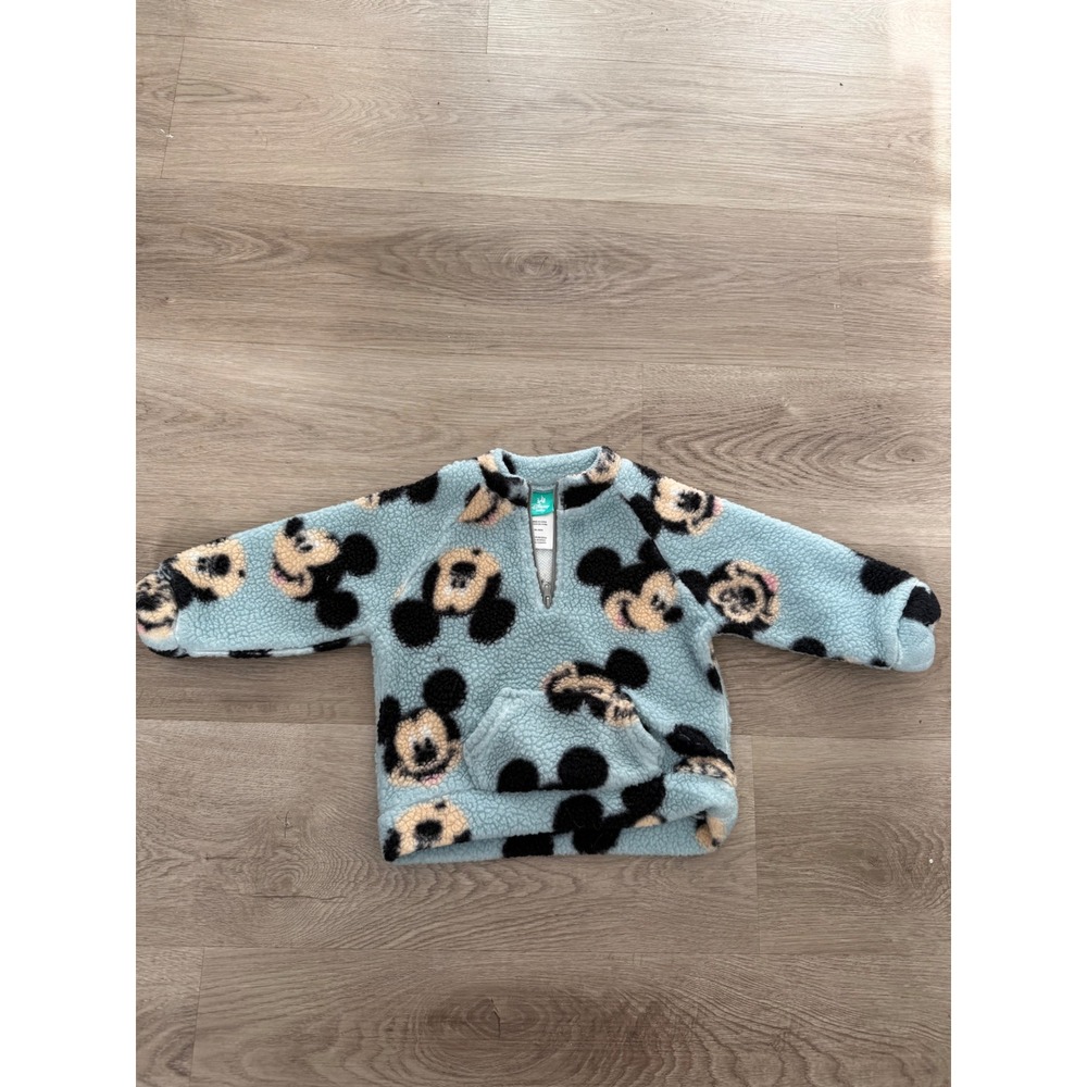 Disney Baby Mickey Mouse Blue Sherpa Fleece Quarter Zip Pullover 18M